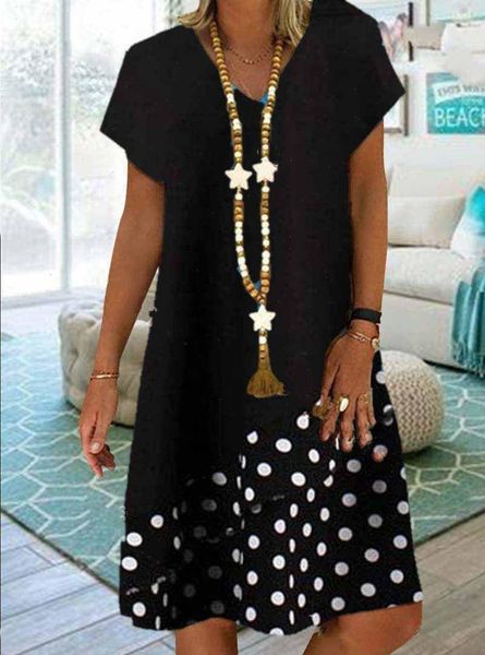 Big size Women Dresses dress summer Loose short sleeve Polka dots patchwork plus clothing, Black;gray
Big size Women Dresses dress summer Loose short sleeve Polka dots patchwork plus clothing, Black;gray
