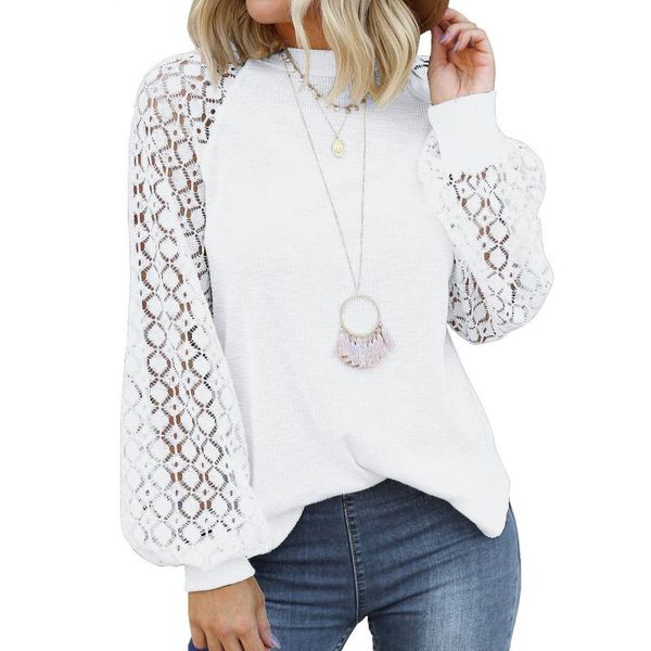 women's blouses & shirts lace stitching blouse autumn winter women clothing office lady o-neck long lantern sleeve loose plus size, White
women's blouses & shirts lace stitching blouse autumn winter women clothing office lady o-neck long lantern sleeve loose plus size, White