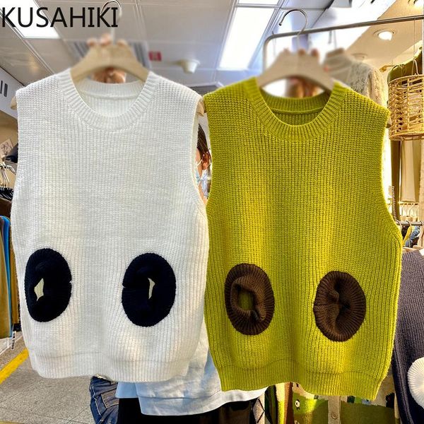 women's sweaters kusahiki hit color patchwork pullover knitwear causal sleeveless o-neck knitted vest 2021 autumn winter sweater vests, White;black
women's sweaters kusahiki hit color patchwork pullover knitwear causal sleeveless o-neck knitted vest 2021 autumn winter sweater vests, White;black