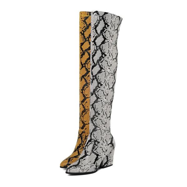 boots 2021 ladies over the knee fashion snakeskin pattern female autumn winter slope heel slip on elastic women shoes, Black
boots 2021 ladies over the knee fashion snakeskin pattern female autumn winter slope heel slip on elastic women shoes, Black