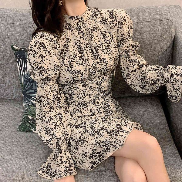 print women clothes spring dress stand collar pleated es floral female slim vintage es 337f 210420, Black;gray
print women clothes spring dress stand collar pleated es floral female slim vintage es 337f 210420, Black;gray