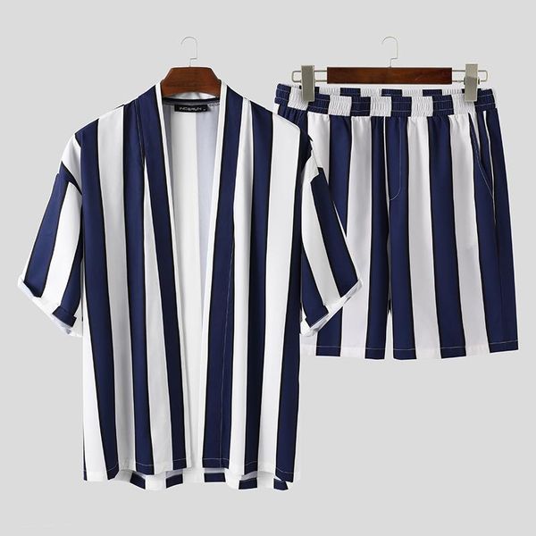 men's tracksuits incerun summer men striped sets streetwear loose open stitch short sleeve shirt fashion shorts beach breathable casual, Gray
men's tracksuits incerun summer men striped sets streetwear loose open stitch short sleeve shirt fashion shorts beach breathable casual, Gray