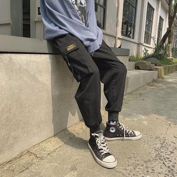 men's pants 2021 autumn tooling beam foot student couple fashion solid color pocket elastic loose casual, Black
men's pants 2021 autumn tooling beam foot student couple fashion solid color pocket elastic loose casual, Black