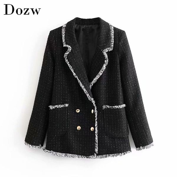 fashion double breasted plaid blazers women tassel decorate elegant suit notched neck chic black jacket lady chaqueta mujer 210414, Black;brown
fashion double breasted plaid blazers women tassel decorate elegant suit notched neck chic black jacket lady chaqueta mujer 210414, Black;brown
