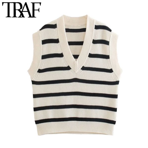 women fashion oversized striped knitted vest sweater vintage v neck sleeveless female waistcoat chic 210507, White
women fashion oversized striped knitted vest sweater vintage v neck sleeveless female waistcoat chic 210507, White
