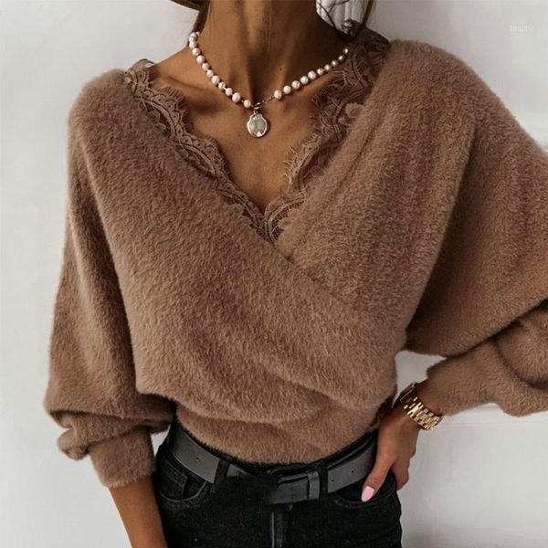 women's sweaters fall elegant plush sweater solid color lace splicing v-neck long sleeve stretch crop pullover women ladies fashion wil, White;black
women's sweaters fall elegant plush sweater solid color lace splicing v-neck long sleeve stretch crop pullover women ladies fashion wil, White;black