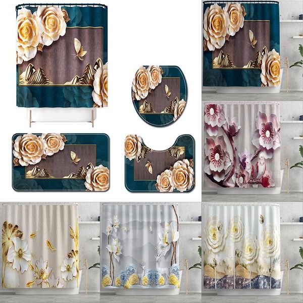 bath mats printing bathroom shower curtain mat cover non-slip carpet with four-piece accessories 
bath mats printing bathroom shower curtain mat cover non-slip carpet with four-piece accessories