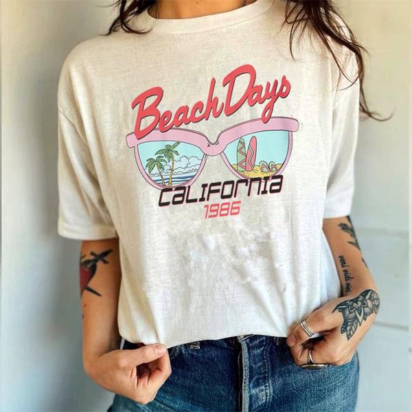 women's t-shirt vintage california 1986 beach days printed graphic tees summer short sleeve funny plus size o neck aesthetic tsh, White
women's t-shirt vintage california 1986 beach days printed graphic tees summer short sleeve funny plus size o neck aesthetic tsh, White
