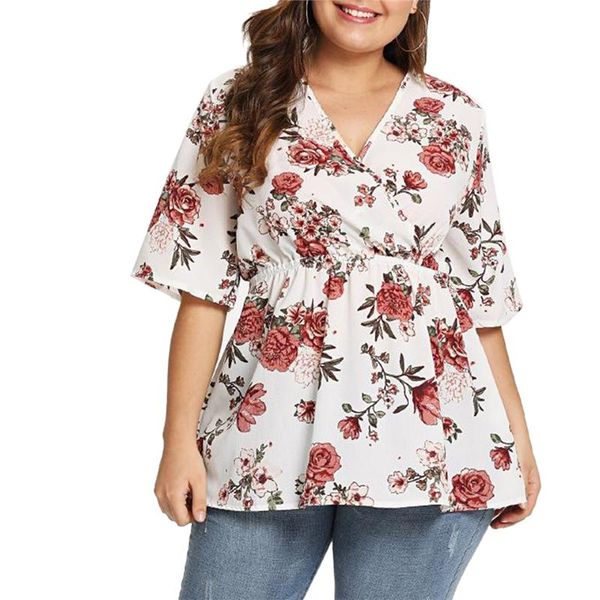 floral printed fashion women summer blouses shirts half sleeve v neck casual loose ladies high waist holiday women's &, White
floral printed fashion women summer blouses shirts half sleeve v neck casual loose ladies high waist holiday women's &, White