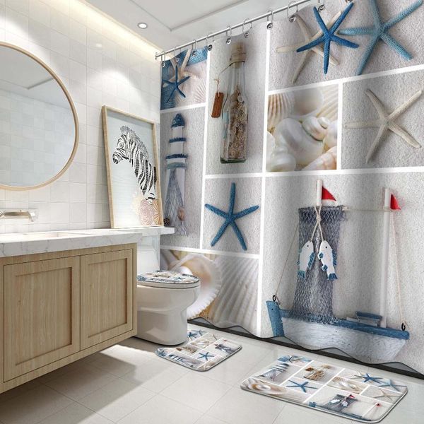 shower curtains nautical curtain, marine sail boat beach starfish shell sea life curtain with 12 hooks, waterproof 
shower curtains nautical curtain, marine sail boat beach starfish shell sea life curtain with 12 hooks, waterproof