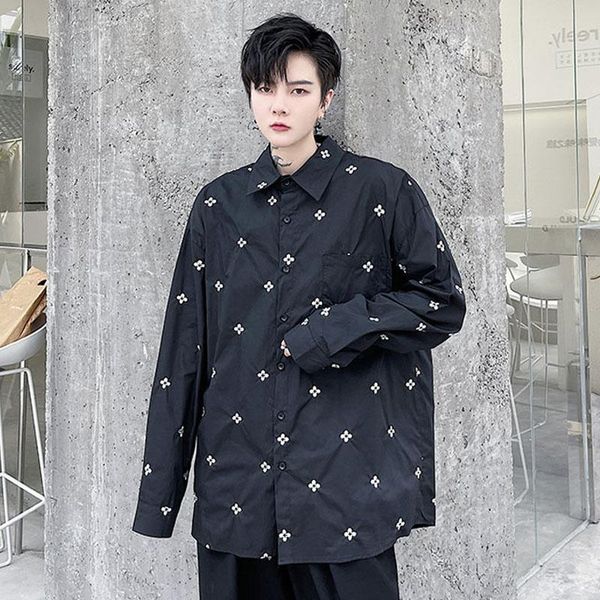 men's casual shirts flower embroidery loose long sleeve male women harajuku streetwear korean fashion hip hop dress shirt, White;black
men's casual shirts flower embroidery loose long sleeve male women harajuku streetwear korean fashion hip hop dress shirt, White;black
