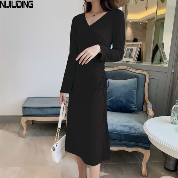 fall women long-sleeved dress slim high waist side split tether skirt knitted v-neck fashion wild 210514, Black;gray
fall women long-sleeved dress slim high waist side split tether skirt knitted v-neck fashion wild 210514, Black;gray