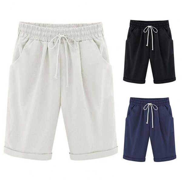 women's shorts women leisure solid color loose summer knee length pockets for sports beach streetwear, White;black
women's shorts women leisure solid color loose summer knee length pockets for sports beach streetwear, White;black