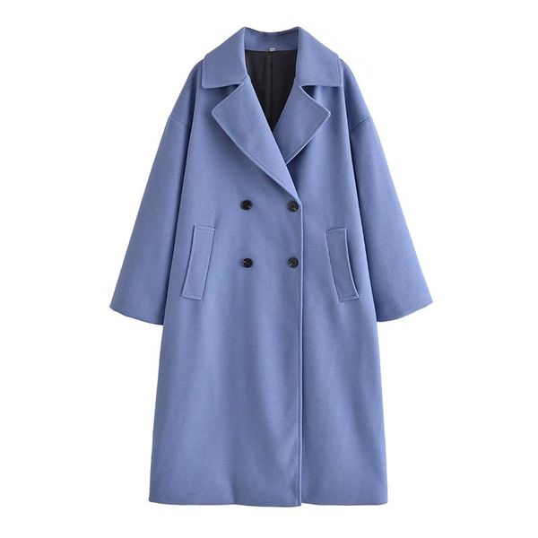 women's wool & blends sherouse women fashion blue solid double breasted long coat vintage sleeves notched neck woman winter outwear, Black
women's wool & blends sherouse women fashion blue solid double breasted long coat vintage sleeves notched neck woman winter outwear, Black