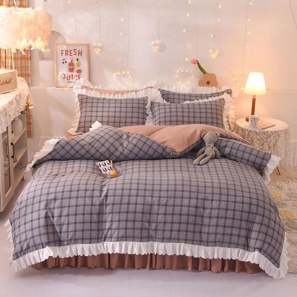bedding sets simple lattice ruffle comforter set 3/4 piece duvet cover ab side for home single double bed sheets on the be
bedding sets simple lattice ruffle comforter set 3/4 piece duvet cover ab side for home single double bed sheets on the be