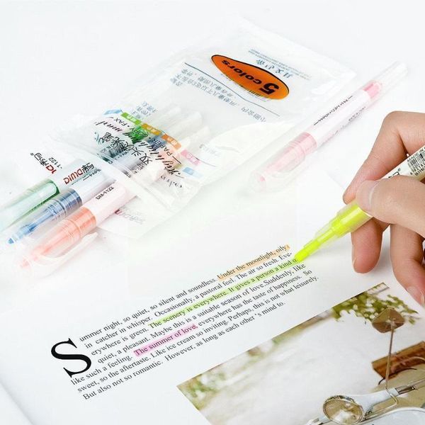highlighters 5colors box midliner highlighter pen fluorescent markers stationery art japanese double marker supply headed a c3w8, Black;red
highlighters 5colors box midliner highlighter pen fluorescent markers stationery art japanese double marker supply headed a c3w8, Black;red