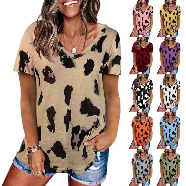 women's t-shirt spring and summer 2021 casual clothing leopard printed fashion loose short-sleeved lady, White
women's t-shirt spring and summer 2021 casual clothing leopard printed fashion loose short-sleeved lady, White