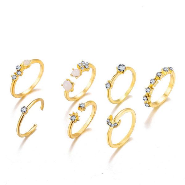 wedding rings 8 pcs of bohemian geometric open ring set, crystal diamond star and moon, ladies' charm jewelry party banquet gift adjusta, Slivery;golden
wedding rings 8 pcs of bohemian geometric open ring set, crystal diamond star and moon, ladies' charm jewelry party banquet gift adjusta, Slivery;golden