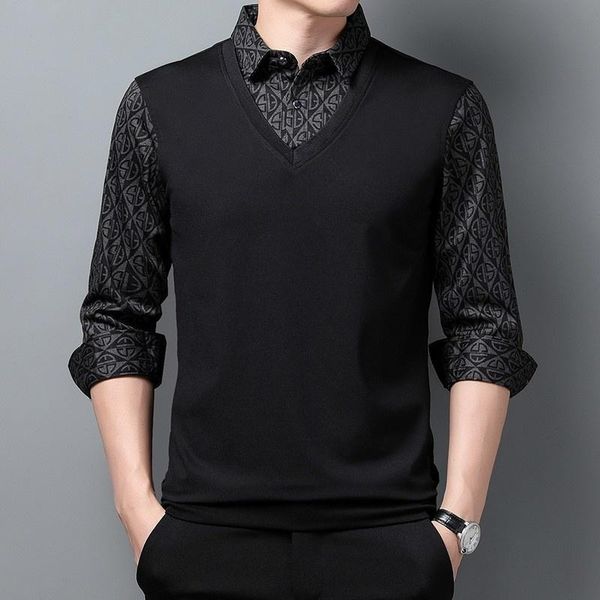 men's sweaters autumn men fake two piece floral printed pullover sweater long sleeve lapel collar business man work knitted, White;black
men's sweaters autumn men fake two piece floral printed pullover sweater long sleeve lapel collar business man work knitted, White;black