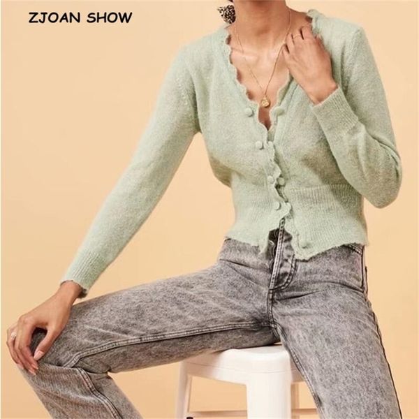 france arthur cardigans green women sweater retro wave center buttons long sleeve knitting knitwear vintage 210429, White;black
france arthur cardigans green women sweater retro wave center buttons long sleeve knitting knitwear vintage 210429, White;black
