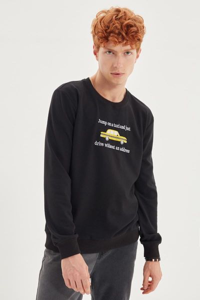 men's hoodies & sweatshirts trendyol men 's regular fit cycling collar long sleeve embroideried sweatshirt tmnaw22sw0813, Black
men's hoodies & sweatshirts trendyol men 's regular fit cycling collar long sleeve embroideried sweatshirt tmnaw22sw0813, Black