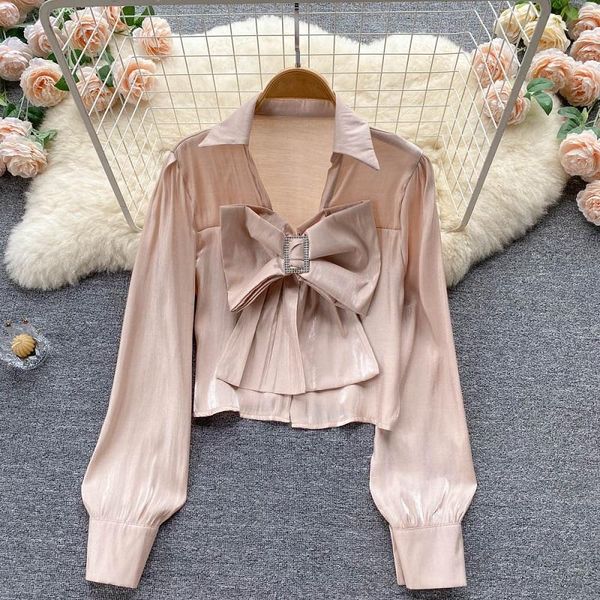 women's blouses & shirts autumn fashion blouse female sweet age-reducing bow knot temperament blusav collar single-breasted french shor, White
women's blouses & shirts autumn fashion blouse female sweet age-reducing bow knot temperament blusav collar single-breasted french shor, White