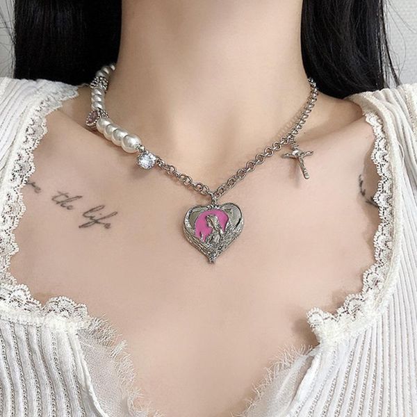 chokers mwsonya fashion korean pearl painted craft pink love heart pendant necklace for women cross chain party jewelry crystal, Golden;silver
chokers mwsonya fashion korean pearl painted craft pink love heart pendant necklace for women cross chain party jewelry crystal, Golden;silver