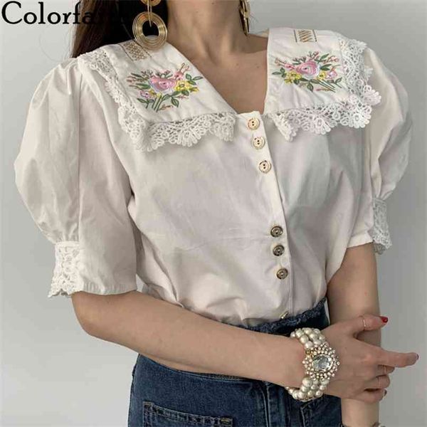 women summer blouse shirts turn-down collar puff sleeve embroidery casual patchwork floral lace bl2025 210427, White
women summer blouse shirts turn-down collar puff sleeve embroidery casual patchwork floral lace bl2025 210427, White