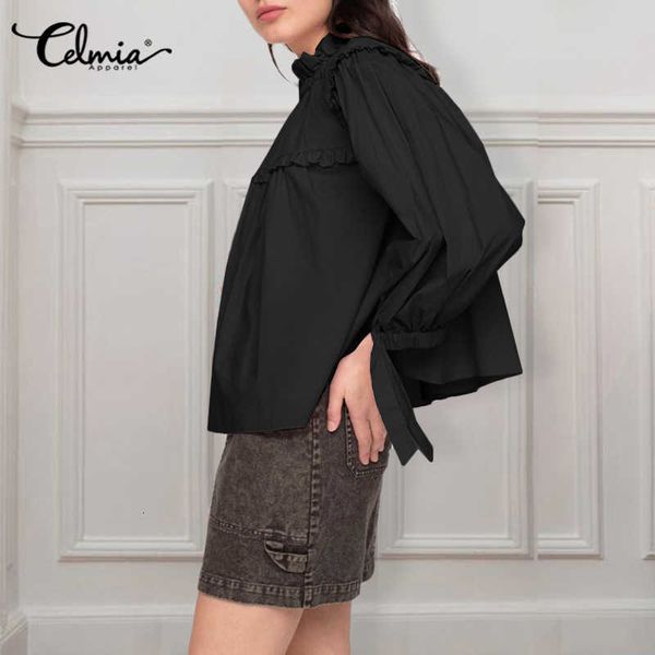 women's blouses & shirts blouses celmia spring fashion 3/4 puff sleeve women casual half high collar solid pleated fungus stitching bu, White
women's blouses & shirts blouses celmia spring fashion 3/4 puff sleeve women casual half high collar solid pleated fungus stitching bu, White