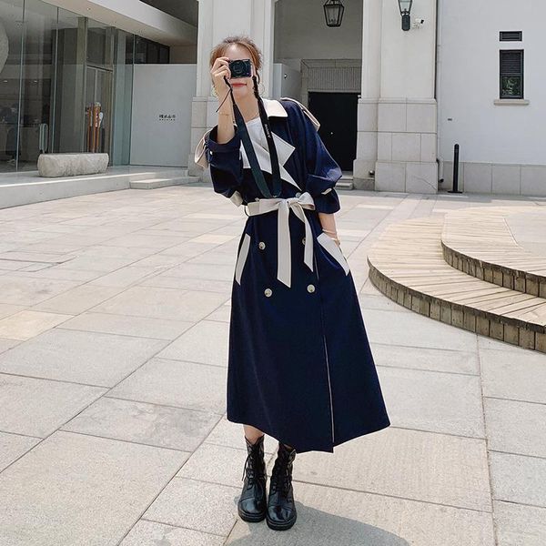 women's trench coats windbreaker loose korean long spring autumn fashion ladies cloak stitching lapel high-quality lining coat female, Tan;black
women's trench coats windbreaker loose korean long spring autumn fashion ladies cloak stitching lapel high-quality lining coat female, Tan;black