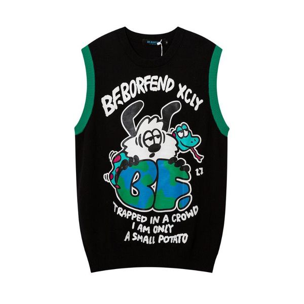 men's vests autumn cartoon anime printed sweater vest men ins street trend loose round neck sleeveless, Black;white
men's vests autumn cartoon anime printed sweater vest men ins street trend loose round neck sleeveless, Black;white