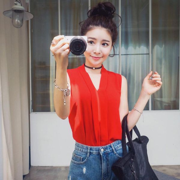 women's blouses & shirts blusas femininas 2021 fashion colourful v neck summer chiffon sleeveless casual slim brand, White
women's blouses & shirts blusas femininas 2021 fashion colourful v neck summer chiffon sleeveless casual slim brand, White