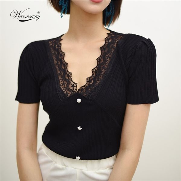 knitwear short sleeve pullovers lace patchwork crop v neck korean style tshirt summer women casual slim tee b-042 210522, White
knitwear short sleeve pullovers lace patchwork crop v neck korean style tshirt summer women casual slim tee b-042 210522, White