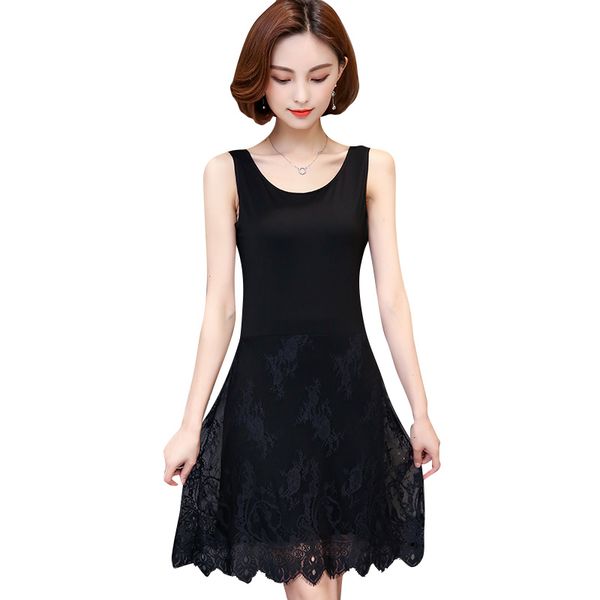 women's sleepwear -4xl plus size full slip women spring and summer modal sleeveless medium long tank dress lim lace jb62, Black;red
women's sleepwear -4xl plus size full slip women spring and summer modal sleeveless medium long tank dress lim lace jb62, Black;red