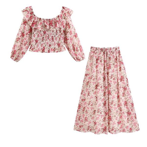 women's tracksuits 2021 summer women two piece set flower printed ruffled smocked & midi skirt high-waist elastic waistband ensemble fe, Gray
women's tracksuits 2021 summer women two piece set flower printed ruffled smocked & midi skirt high-waist elastic waistband ensemble fe, Gray