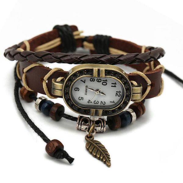 wristwatches men's and women's leather watch bracelet leaf style punk luxury watches, Slivery;brown
wristwatches men's and women's leather watch bracelet leaf style punk luxury watches, Slivery;brown