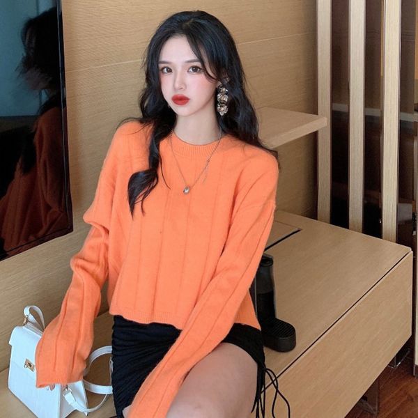 women's sweaters long-sleeve loose sweater with round collar, autumn pullover and solid female winter linkage ll1013 dy80, White;black
women's sweaters long-sleeve loose sweater with round collar, autumn pullover and solid female winter linkage ll1013 dy80, White;black