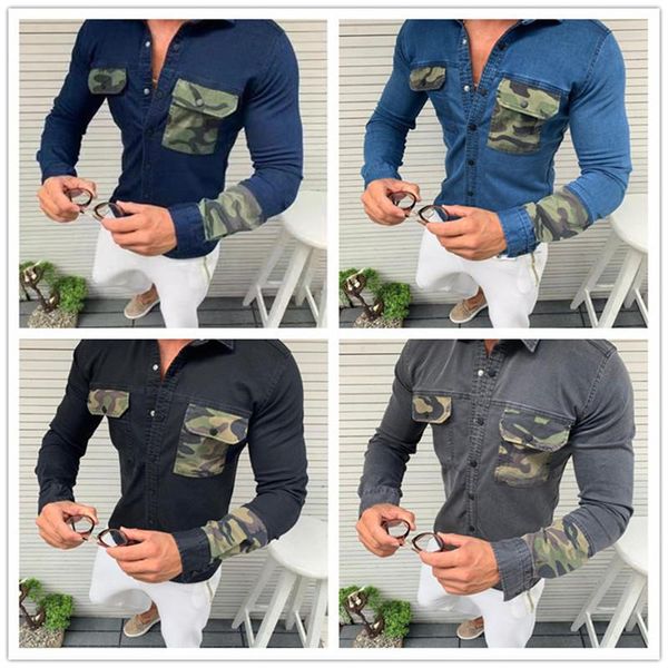 men's t-shirts camouflage patchwork denim for men mens 100% cotton jacket long sleeve jeans shirt soft slim blouses plus size 3xl, White;black
men's t-shirts camouflage patchwork denim for men mens 100% cotton jacket long sleeve jeans shirt soft slim blouses plus size 3xl, White;black