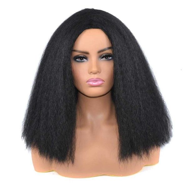 large yaki pattern short wave explosive both sid of the middle split ffy wig head cover female, Black
large yaki pattern short wave explosive both sid of the middle split ffy wig head cover female, Black