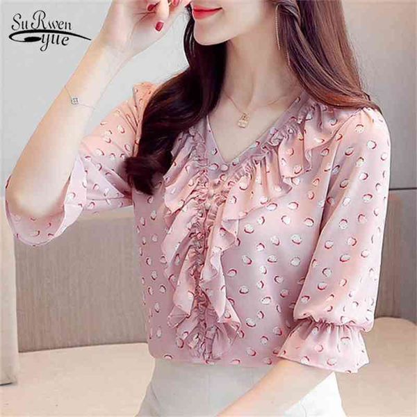 fashion printed chiffon blouse women summer womens and blouses korean ruffles v-neck office lady clothes blusas 9619 210521, White
fashion printed chiffon blouse women summer womens and blouses korean ruffles v-neck office lady clothes blusas 9619 210521, White