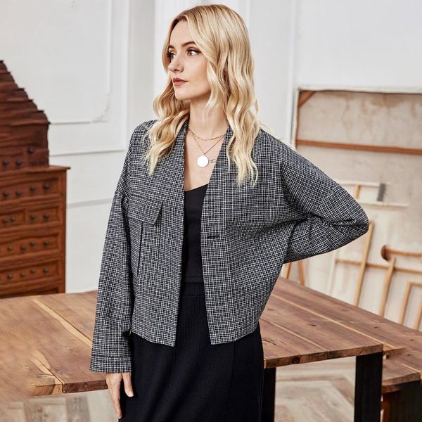 fashion autumn womens long sleeve office ladies plaid warm v-neck button slim fit jacket winter vintage korean coat outerwear#g3 women', Black;brown
fashion autumn womens long sleeve office ladies plaid warm v-neck button slim fit jacket winter vintage korean coat outerwear#g3 women', Black;brown