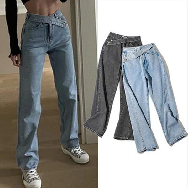 women's jeans straight denim pants women high waist loose boyfriend for wide leg trousers pantalones de mujer cintura alta, Blue
women's jeans straight denim pants women high waist loose boyfriend for wide leg trousers pantalones de mujer cintura alta, Blue
