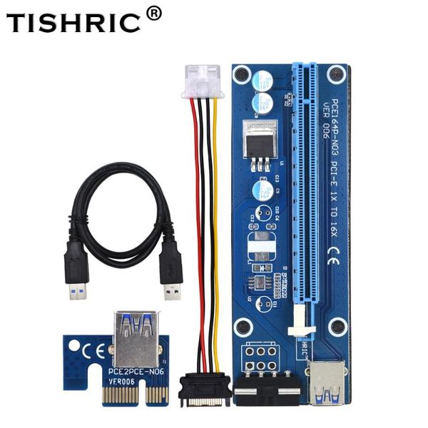 computer cables & connectors tishric ver006 pci-e pci express riser card 1x to 16x sata 4pin molex usb3.0 cable power extender minin