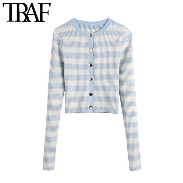 women chic fashion striped cropped knitted cardigan sweater vintage long sleeve female outerwear 210507, White
women chic fashion striped cropped knitted cardigan sweater vintage long sleeve female outerwear 210507, White