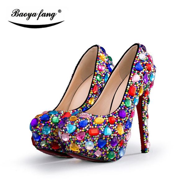 big multicolor crystal wedding shoes bride platform women fashion party dress woman high heels, Black
big multicolor crystal wedding shoes bride platform women fashion party dress woman high heels, Black