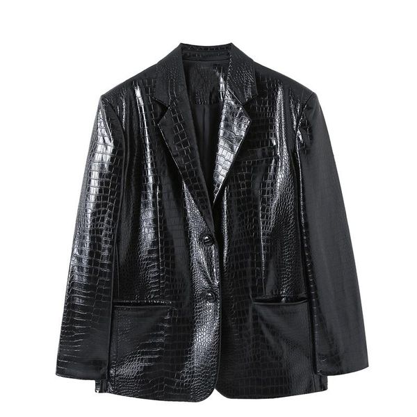 women's leather & faux punk black jacket women 2021 fall suit collar crocodile pattern fashion coat pocket single-breasted jackets
women's leather & faux punk black jacket women 2021 fall suit collar crocodile pattern fashion coat pocket single-breasted jackets