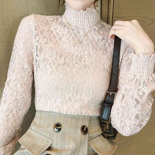 long sleeve hollow lace blouse shirt women blouse women blusas mujer de moda turtleneck lace women blouse blusa e316 210426, White 
long sleeve hollow lace blouse shirt women blouse women blusas mujer de moda turtleneck lace women blouse blusa e316 210426, White