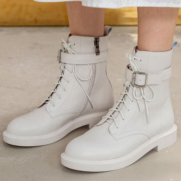 boots women's genuine leather lace-up flats ankle metal buckle side zip casual motorcycle short autumn shoes women, Black
boots women's genuine leather lace-up flats ankle metal buckle side zip casual motorcycle short autumn shoes women, Black
