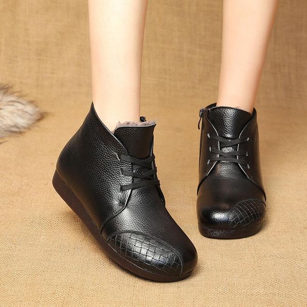 boots winter shoes women ankle genuine leather flat heels non-slip women's large size mother warm famale snow boot, Black
boots winter shoes women ankle genuine leather flat heels non-slip women's large size mother warm famale snow boot, Black