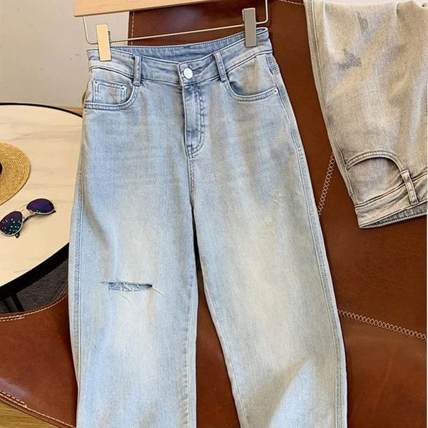 women's jeans streetwear high waist ripped for summer 2021 solid color casual loose ankle-length denim long trouser female, Blue
women's jeans streetwear high waist ripped for summer 2021 solid color casual loose ankle-length denim long trouser female, Blue